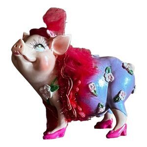 Sassy Pigs Red Hat‎ Collectible Miniature Pig